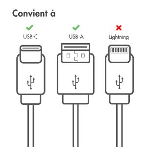 iMoshion Braided USB-C vers câble USB-A - 3 mètre - Blanc