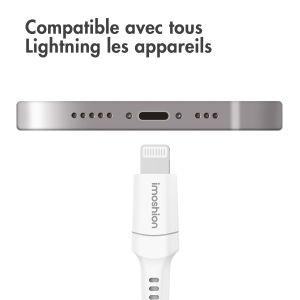 iMoshion ﻿Câble Lightning vers USB - Non MFi - Textile tressé - 0,25 mètre - Blanc