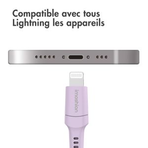 iMoshion ﻿Câble Lightning vers USB - Non MFi - Textile tressé - 1 mètre - Lilas