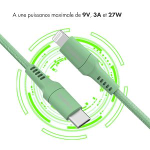 iMoshion ﻿Câble Lightning vers USB-C - Non MFi - Textile tressé - 1 mètre - Vert
