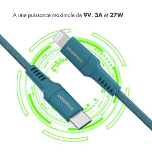 iMoshion ﻿Câble Lightning vers USB-C - Non MFi - Textile tressé - 1 mètre - Bleu foncé