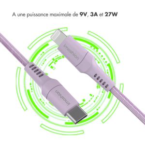 iMoshion ﻿Câble Lightning vers USB-C - Non MFi - Textile tressé - 2 mètre - Lilas
