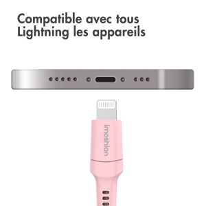 iMoshion ﻿Câble Lightning vers USB-C - Non MFi - Textile tressé - 2 mètre - Rose