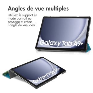 iMoshion Coque tablette Design Trifold Samsung Galaxy Tab A9 Plus - Green Plant