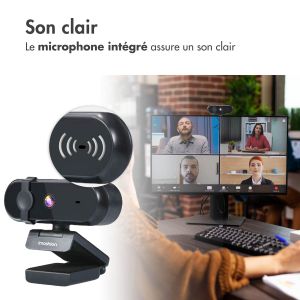 iMoshion  Webcam 2K QHD - Convient pour ordinateurs de table et portables - Noir