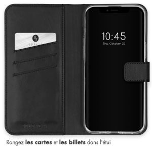 Selencia Étui de téléphone portefeuille en cuir véritable iPhone 15 - Noir