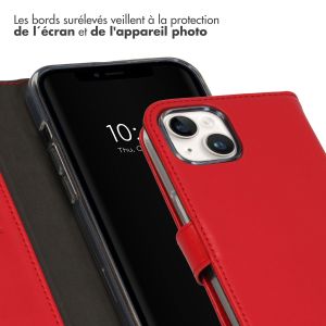 Selencia Étui de téléphone portefeuille en cuir véritable iPhone 15 Plus - Rouge