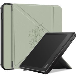 iMoshion Étui de liseuse portefeuille design Pliable pour Kobo Libra 2 /  Tolino Vision 6 - Floral Green