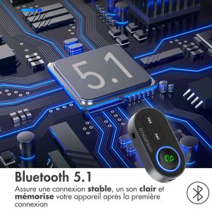 iMoshion Adaptateur Bluetooth Voiture - Récepteur Bluetooth 5.1 - Prise jack 3,5 mm / AUX - Noir