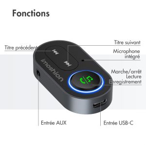 iMoshion Adaptateur Bluetooth Voiture - Récepteur Bluetooth 5.1 - Prise jack  3,5 mm / AUX - Noir