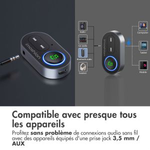iMoshion Adaptateur Bluetooth Voiture - Récepteur Bluetooth 5.1 - Prise  jack 3,5 mm / AUX - Noir