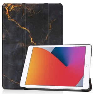 iMoshion Coque tablette Design Trifold iPad 10.2 (2019 / 2020 / 2021) - Black Marble