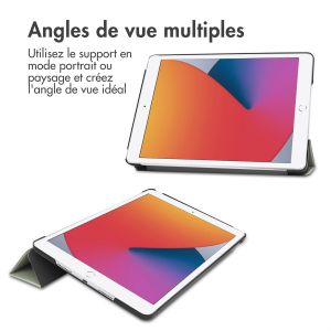 iMoshion Coque tablette Design Trifold iPad 9 (2021) 10.2 pouces / iPad 8 (2020) 10.2 pouces / iPad 7 (2019) 10.2 pouces - Floral Green