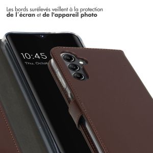 Selencia Étui de téléphone portefeuille en cuir véritable Samsung Galaxy A14 (5G/4G) - Brun