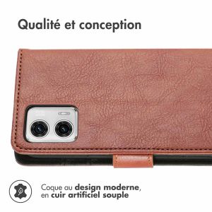 iMoshion Étui de téléphone portefeuille Luxe Motorola Moto G73 - Brun
