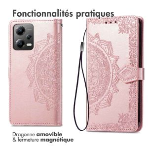 iMoshion Etui de téléphone portefeuille Mandala Xiaomi Poco X5 5G - Rose Dorée
