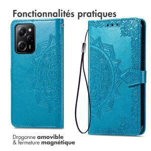 iMoshion Etui de téléphone portefeuille Mandala Xiaomi Poco X5 Pro 5G - Turquoise