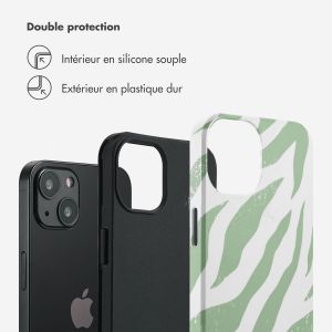 Selencia Coque arrière Vivid iPhone 13 - Colorful Zebra Sage Green