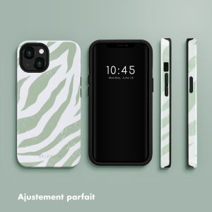 Selencia Coque arrière Vivid iPhone 13 - Colorful Zebra Sage Green
