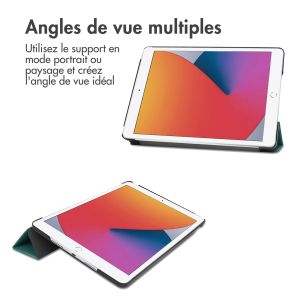 iMoshion Coque tablette Design iPad 7 (2019) / iPad 8 (2020) / iPad 9 (2021) 10.2 inch - Petrol Green Dandelion