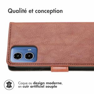 iMoshion Étui de téléphone portefeuille Luxe pour Motorola Moto G34 - Brun