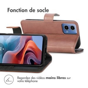 iMoshion Étui de téléphone portefeuille Luxe pour Motorola Moto G34 - Brun