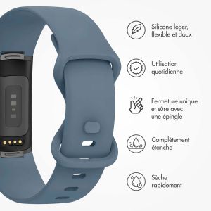 iMoshion Bracelet silicone Fitbit Charge 5 / Charge 6 - Taille L - Bleu Officiel