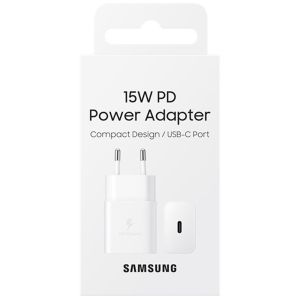 Samsung Adaptateur secteur original - Chargeur - Connexion USB-C - Charge rapide - 15W - Blanc