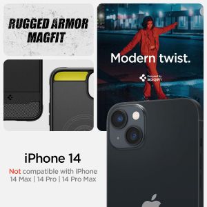 Spigen Coque Rugged Armor MagSafe iPhone 14 - Noir