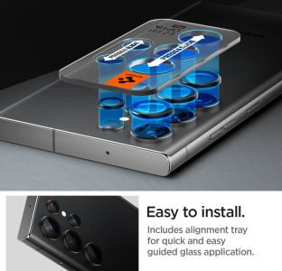 Spigen GLAStR Protection d'écran camera en verre trempé Samsung Galaxy S23 Ultra - Noir