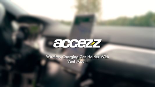 Accezz ﻿Support de téléphone pour voiture - Chargeur sans fil - Grille d'aération - Noir