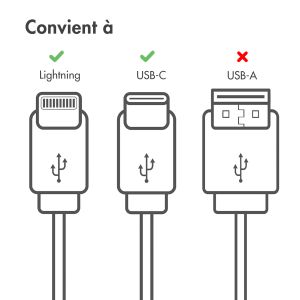 iMoshion ﻿Câble Lightning vers USB-C - Non MFi - Textile tressé - 2 mètre - Lilas