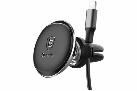 Baseus Air Vent Magnetic Car Mount Cable Clip iPhone 13 Pro - Support de téléphone de voiture - Grille de ventilation - Magnétique - Noir