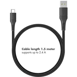 iMoshion Câble USB-C vers USB Samsung Galaxy A20e - Textile tressé - 1,5 mètres - Noir