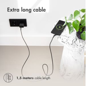 iMoshion Câble USB-C vers USB iPhone 15 Plus - Textile tressé - 1,5 mètres - Noir