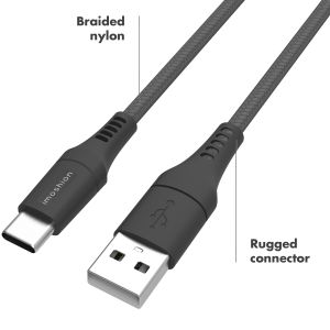 iMoshion Câble USB-C vers USB Samsung Galaxy A50 - Textile tressé - 1,5 mètres - Noir