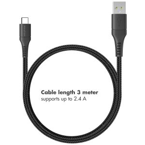 iMoshion Câble USB-C vers USB Samsung Galaxy S23 - Textile tressé - 3 mètres - Noir