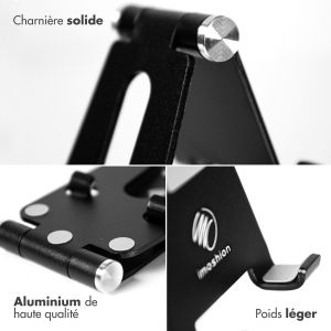 iMoshion Support de téléphone de bureau iPhone X - Support de tablette de bureau - Réglable - Aluminium - Noir