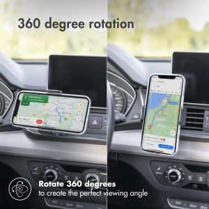 Accezz Support de téléphone voiture iPhone 12 Pro Max - Réglable - Universel - Grille de ventilation - Noir 