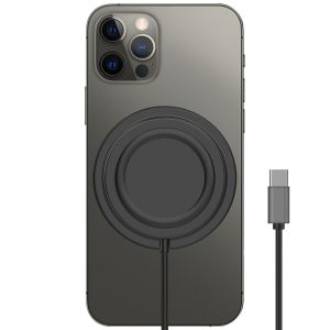 Accezz Chargeur sans fil MagSafe vers câble USB-C pour l'iPhone 13 Pro Max  - Chargeur MagSafe - Antidérapant - Noir