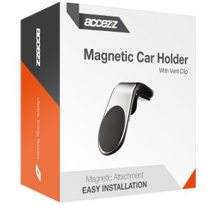 Accezz Support de téléphone pour voiture iPhone 14 - Universel - Grille de ventilation - Magnétique - Argent