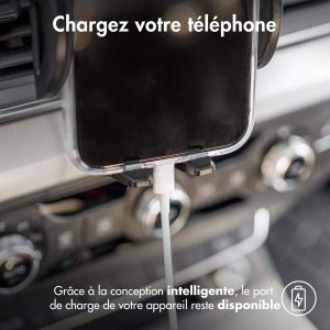 iMoshion Support de téléphone pour voiture Samsung Galaxy A14 (4G) - Réglable - Universel - Carbone - Grille de ventilation - Noir