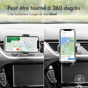 Accezz Support de téléphone pour voiture pour iPhone 15 Pro - Chargeur sans  fil - Grille d'aération - Noir