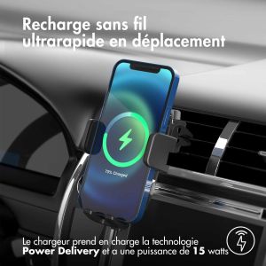 Accezz Support de téléphone pour voiture pour Samsung Galaxy S23 Ultra -  Chargeur sans fil - Grille d'aération - Noir