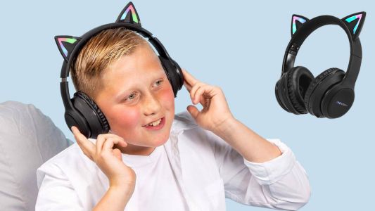 iMoshion Casque pour enfants Bluetooth LED oreilles de chat - Casque sans fil + Câble AUX - Vert
