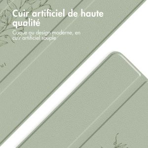 iMoshion Coque tablette Design Trifold iPad 9 (2021) 10.2 pouces / iPad 8 (2020) 10.2 pouces / iPad 7 (2019) 10.2 pouces - Floral Green