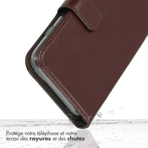 Selencia Étui de téléphone portefeuille en cuir véritable iPhone 14 Plus - Brun