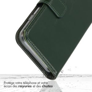 Selencia Étui de téléphone portefeuille en cuir véritable iPhone 14 Plus - Vert