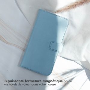 Selencia Étui de téléphone portefeuille en cuir véritable iPhone 14 Plus - Air Blue