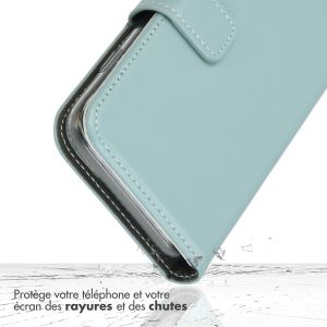 Selencia Étui de téléphone portefeuille en cuir véritable iPhone 14 Pro Max - Air Blue
